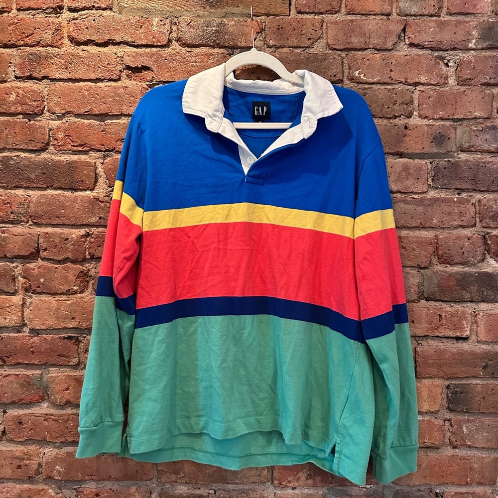 Classic Striped Rugby Polo Shirt - colorblock Gap M